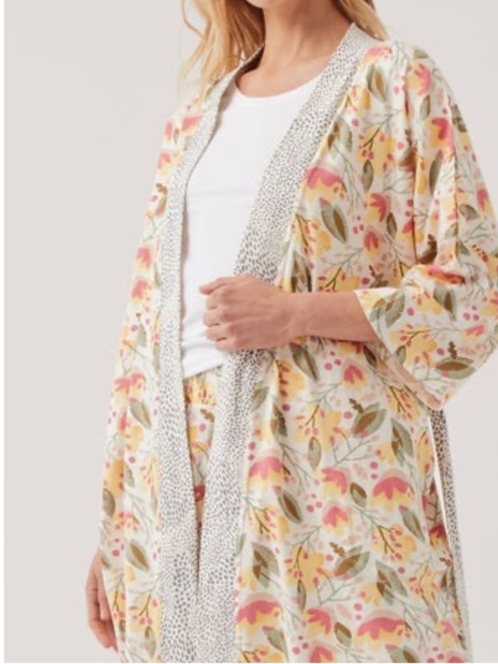 Pact Organic Staycation Robe Kimono Small Pajama Lounge Pockets Granola Minimal